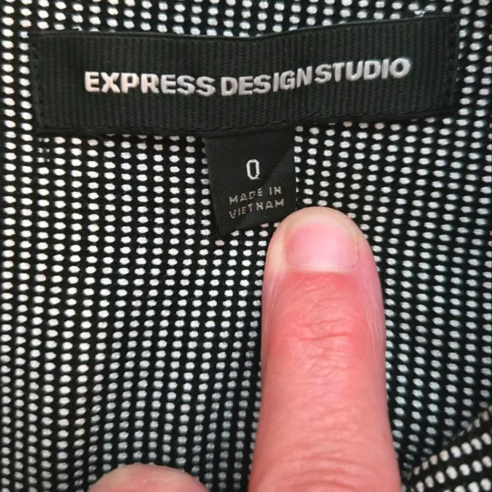 EC EXPRESS HOUNDSTOOTH RUFFLE PENCIL DRESS SZ.0